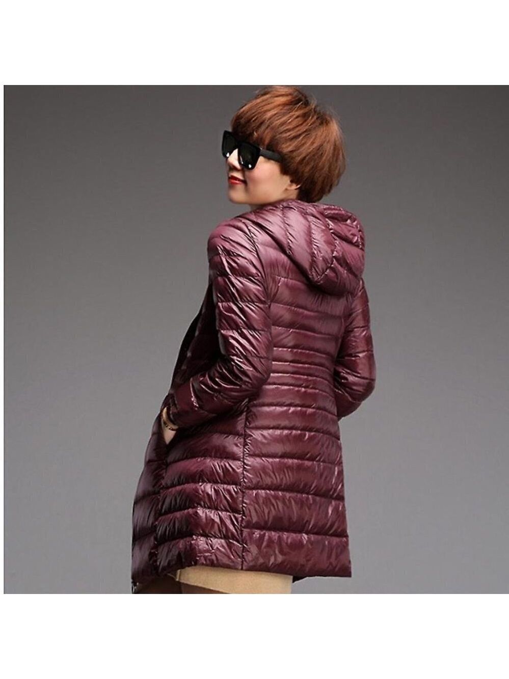 Twik Lightweight Packable Puffer Coat in Burgundy Size XS (like Uniqlo)